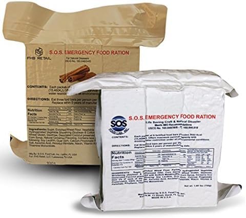 SOS Rations emergency bar packshot highlighting cinnamon coconut flavor for quick energy