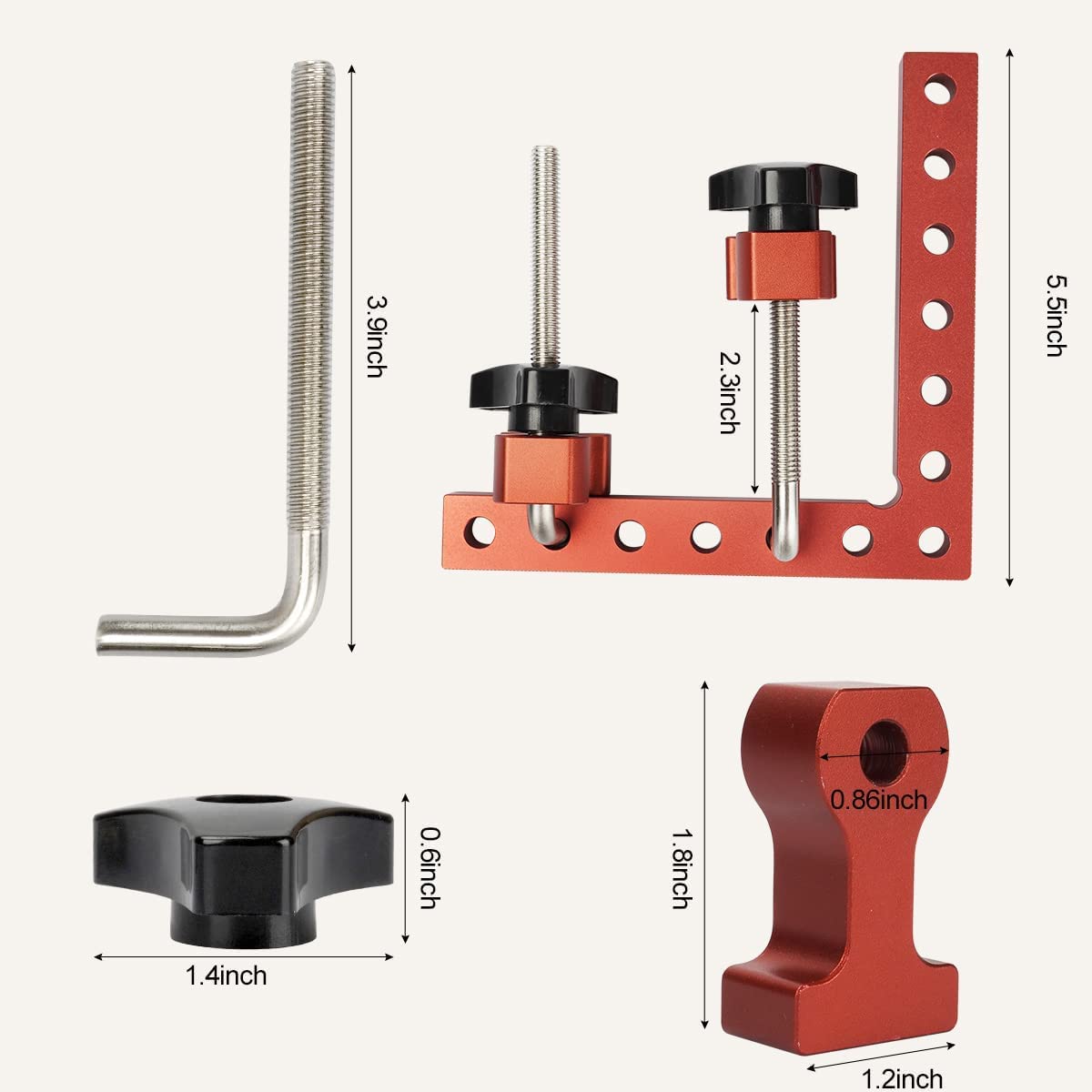 SOSERIVD aluminum alloy set of four clamps for versatile workshop use.
