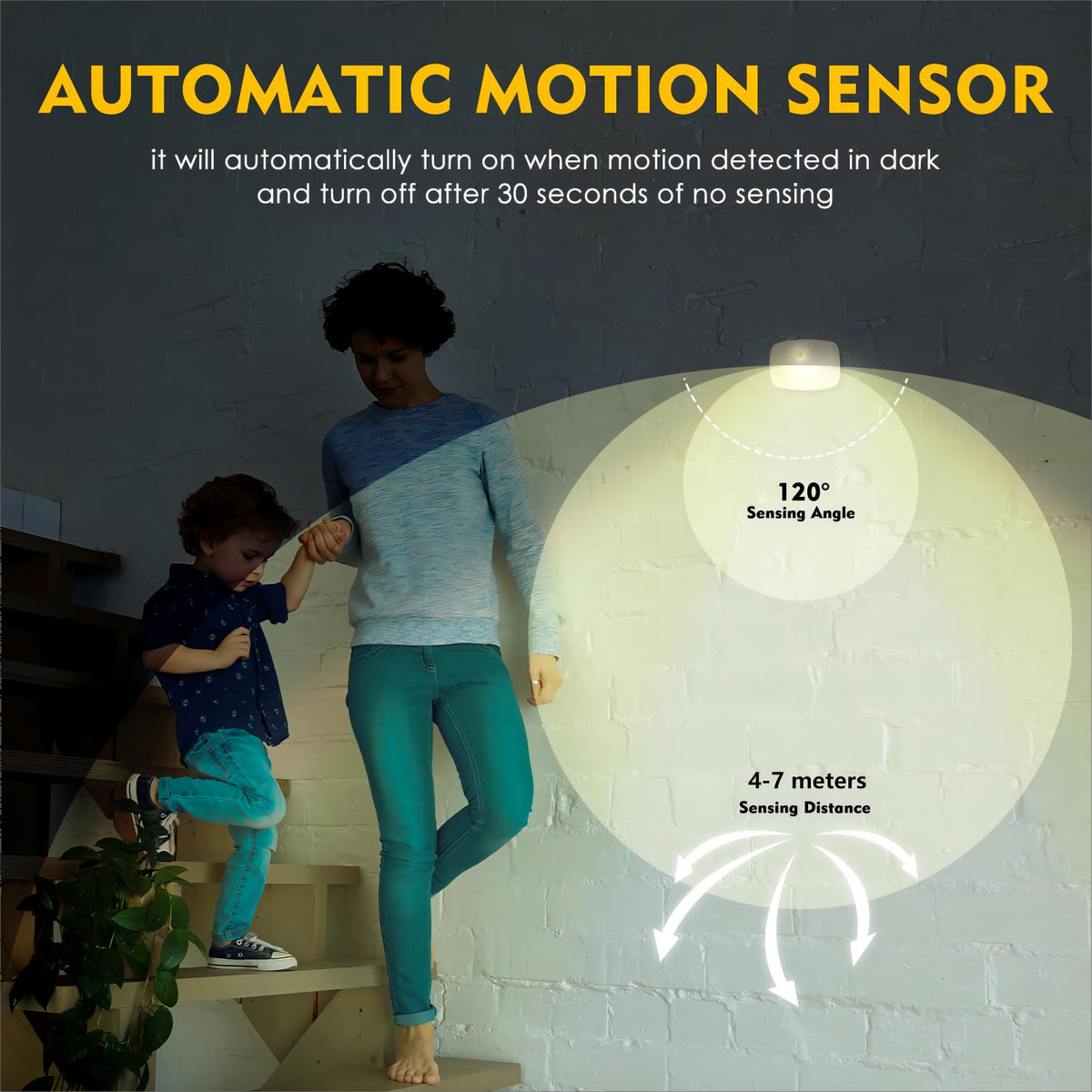 Sossi night light showing stepless dimming from 10 to 60 lm for customizable brightness.