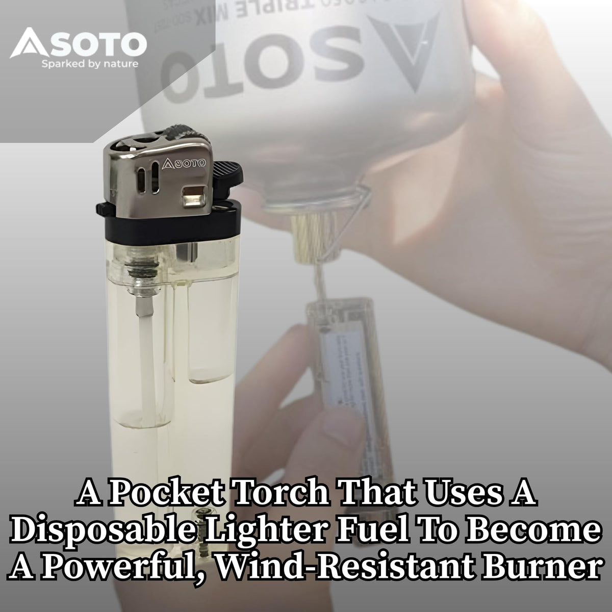 SOTO Pocket Torch adjustable flame enables precise lighting and fine tasks