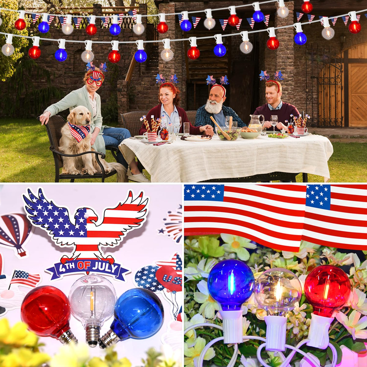 SOTOPOO shatterproof G40 bulbs resist drops, keeping your 4th of July display bright.