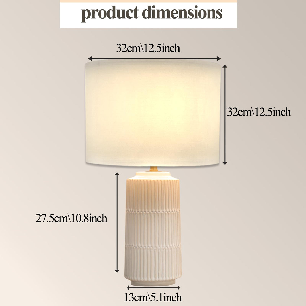 SOTTAE bedside nightstand lamps in beige-white hue for cozy ambiance