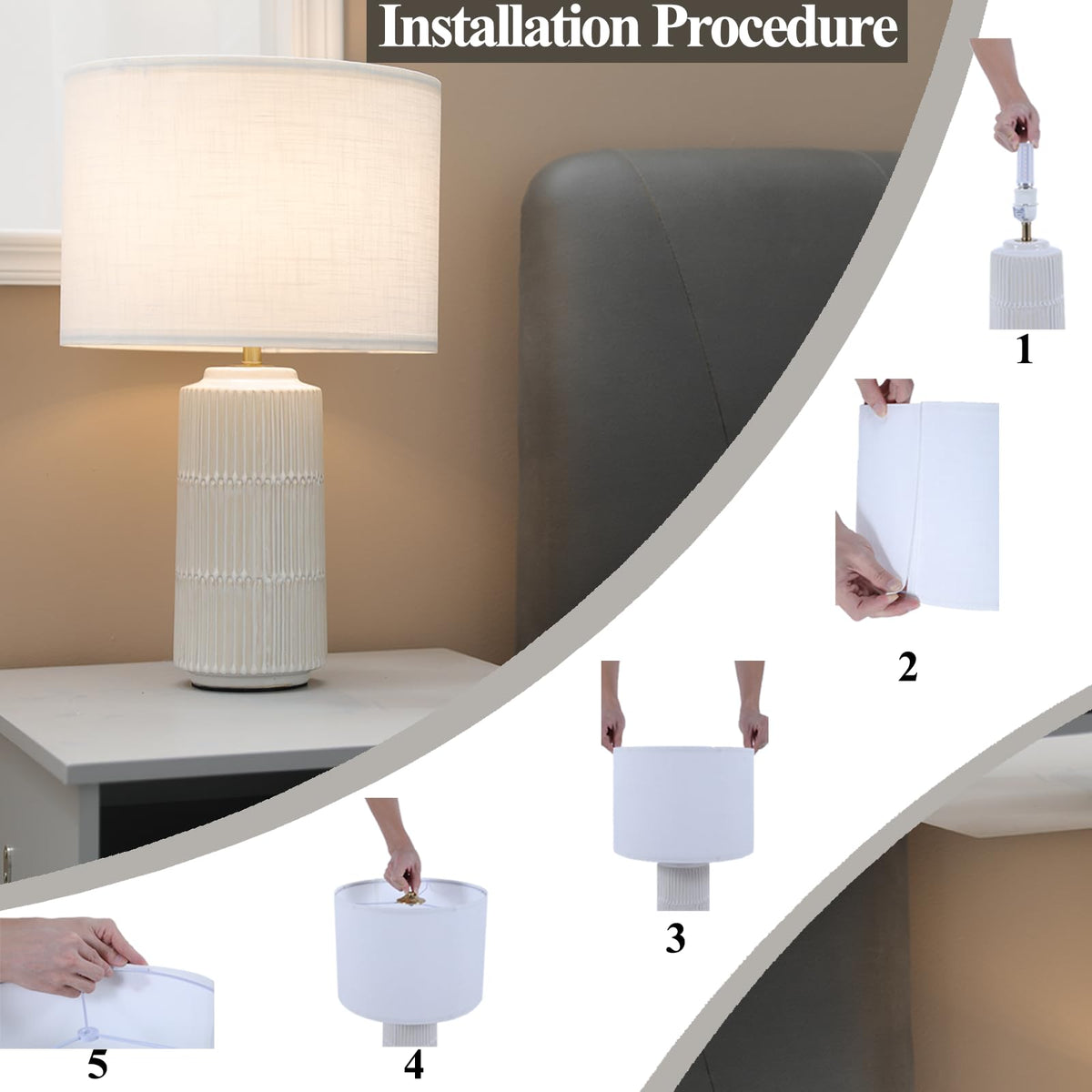 SOTTAE ceramic-base lamp with dimensions 10.8h x 5w, stable and safe