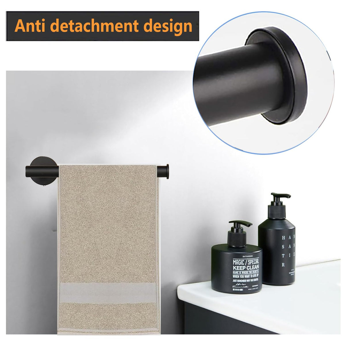 Included hardware enables easy wall installation.