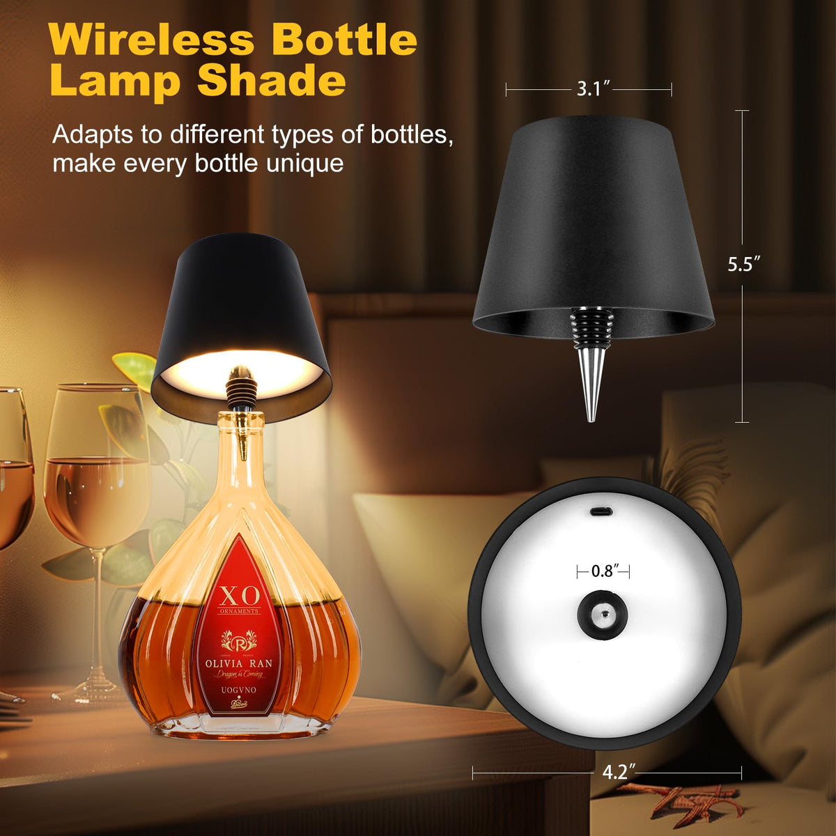 SOUDFK metal bottle lamp finish complements modern decor.