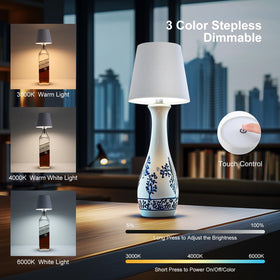 SOUDFK bottle lamp close-up shows tapered lampshade design and bottle customization
