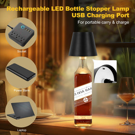 SOUDFK bottle lamp reuses wine bottles as bases with USB-C recharge.