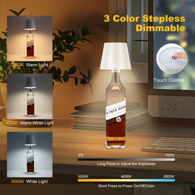 SOUDFK bottle lamp in color-dimmable mode with touch control for precise brightness