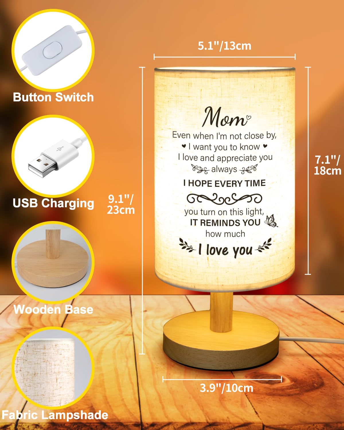 SOUHONEY USB-powered lamp connects easily to outlets or power banks