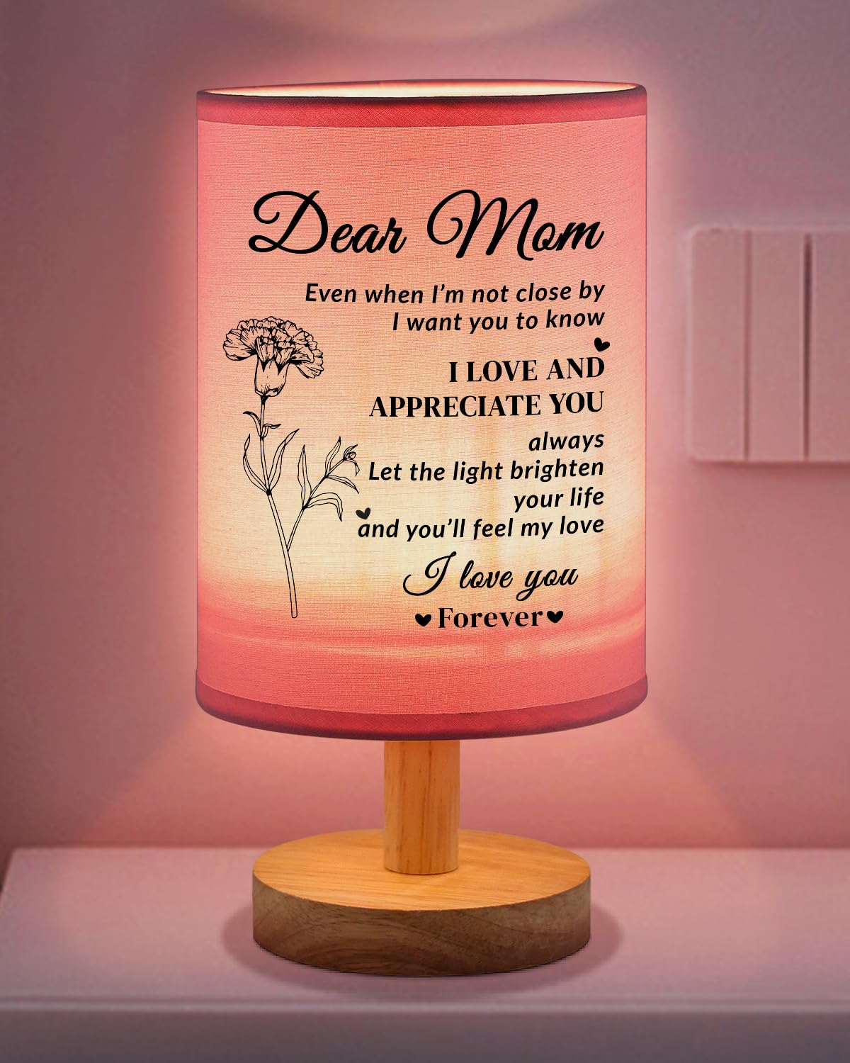 SOUHONEY mother lamp with pink bedside glow for cozy rooms