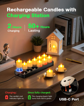 SoulBay flameless candle on charging base for easy recharge.