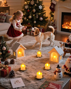Night ambiance with SoulBay candles offering long-lasting soft light.