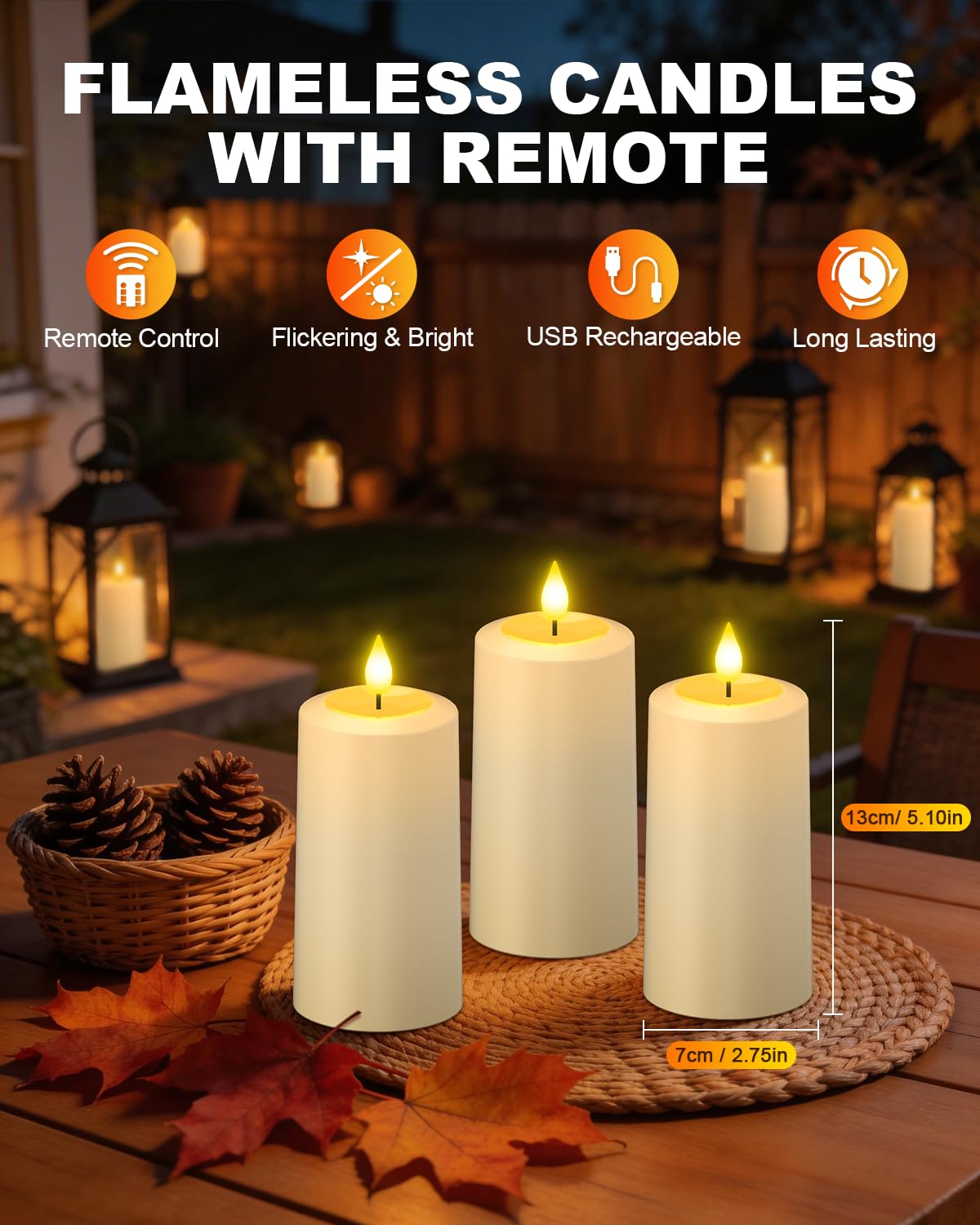 SoulBay candle size 2.75 by 5.1 inches for versatile placement