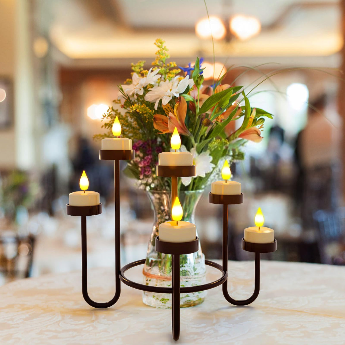 SoulBay holiday decor using tea lights for festive glow.