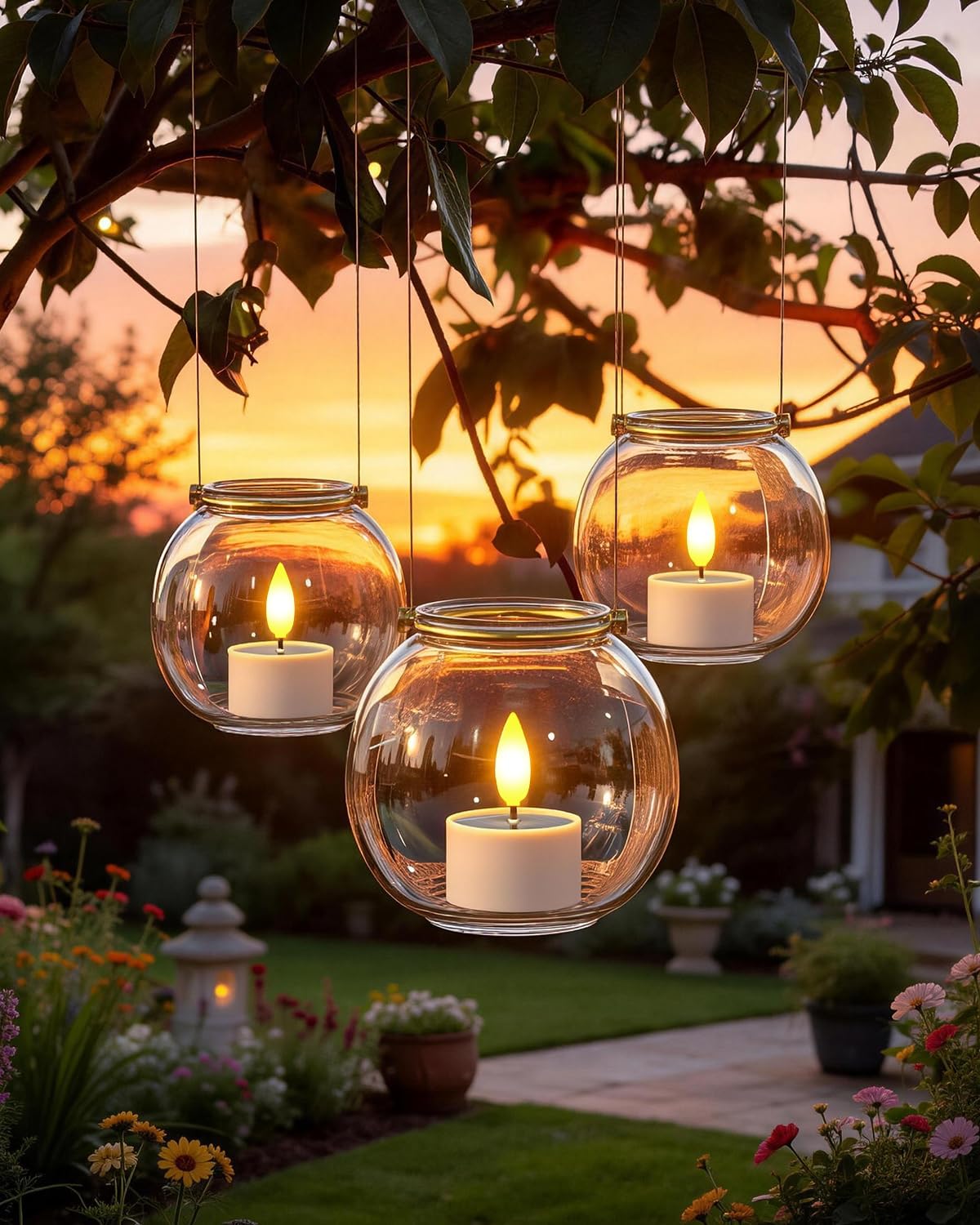SoulBay solar tea lights dusk-to-dawn illuminate a porch safely