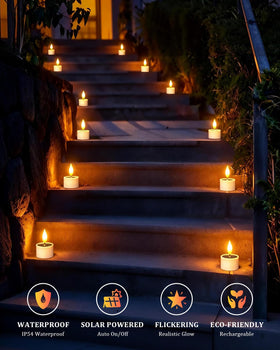 Close-up of SoulBay tea lights with LED flicker resembling real flame