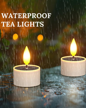 SoulBay tea lights on a patio table enhancing evenings with soft light