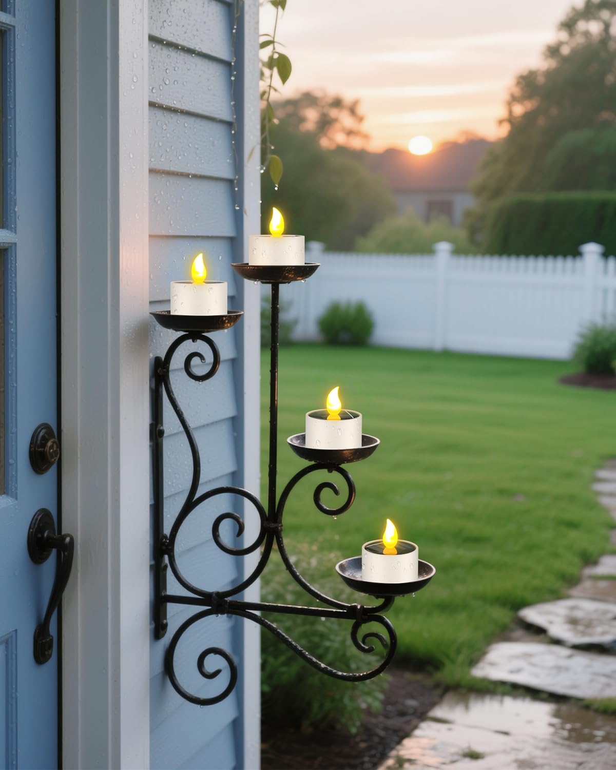 SoulBay tealight inside glass jar adds cozy glow to patios