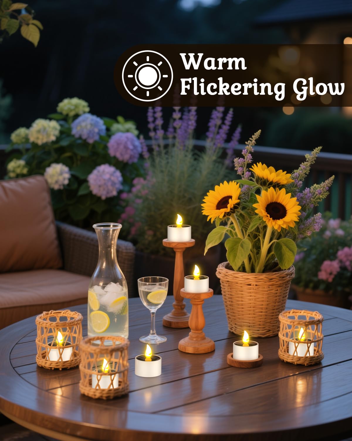 SoulBay tealight on deck for garden lighting and ambiance