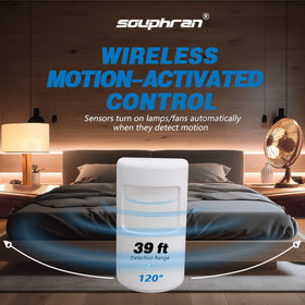Souphran wireless transmitter motion detector enabling automatic lighting from distance.