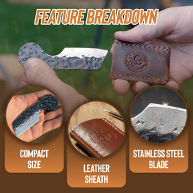 Southern Trapper leather sheath guards the blade with full-grain durability.
