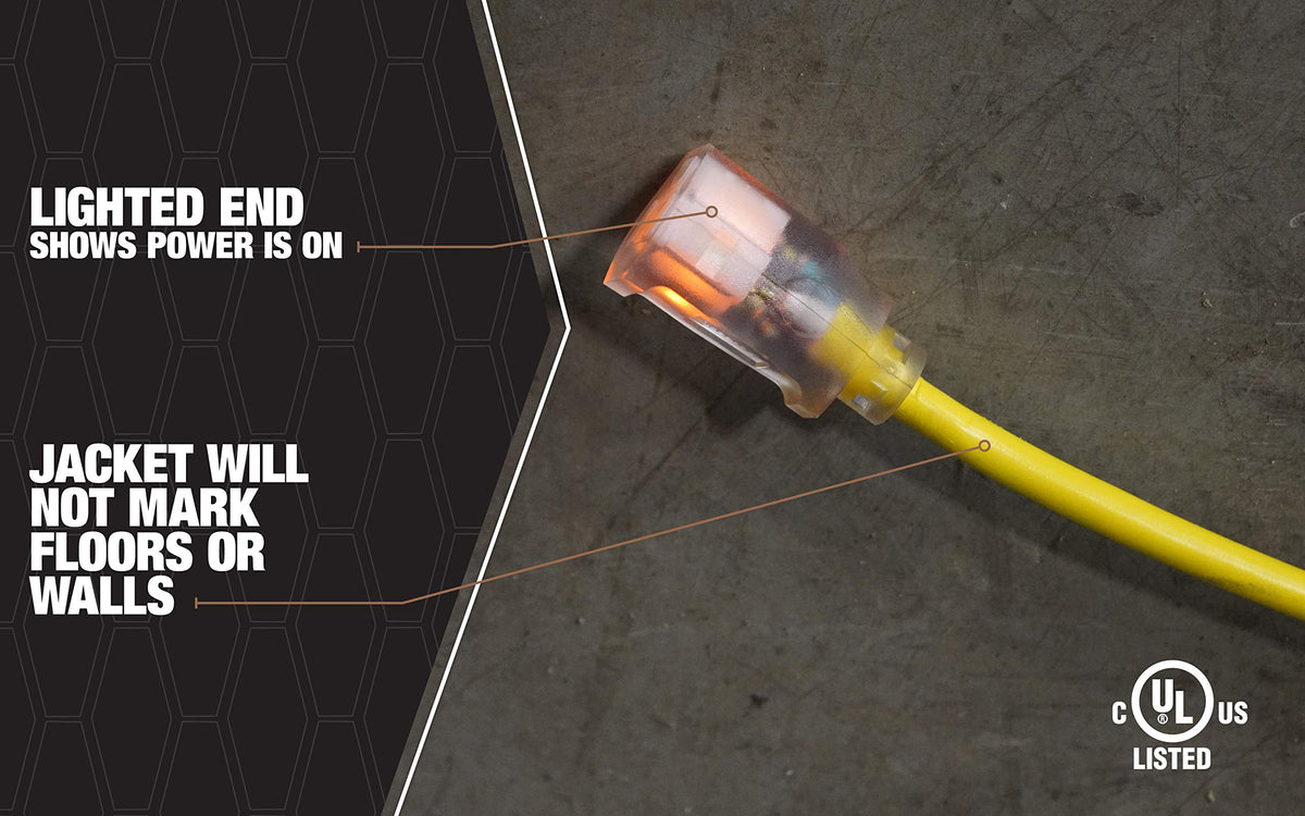 Southwire 12 gauge SJTW outdoor extension cord ready for rugged use