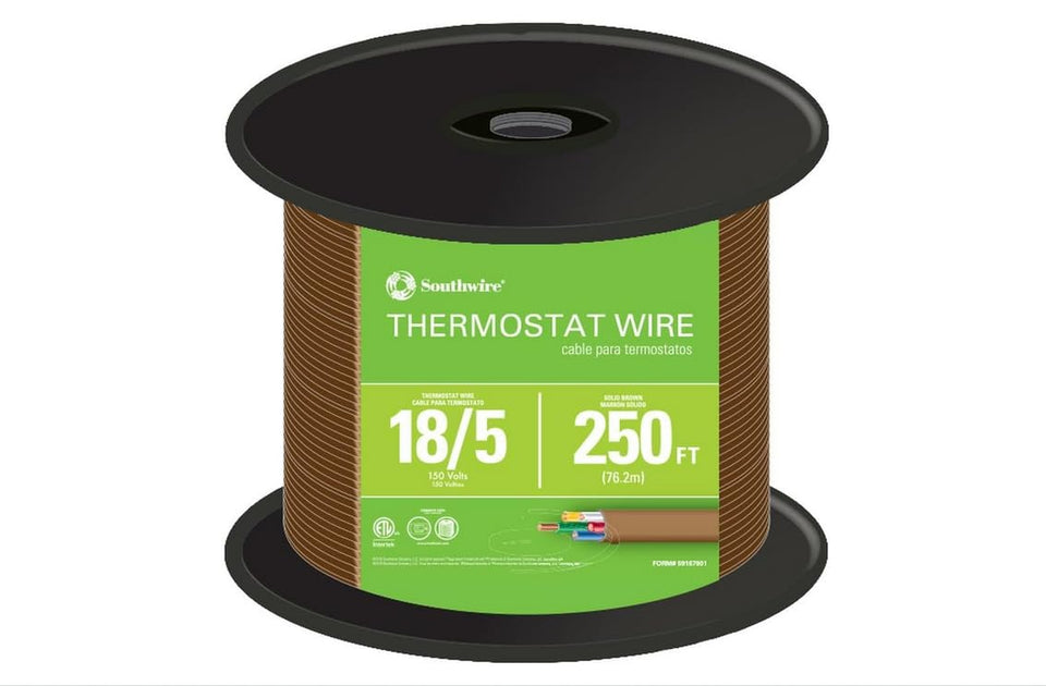 Southwire 18/5 thermostat wire 250 ft brown jacket for HVAC and alarm wiring