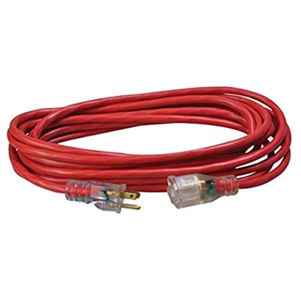 Southwire 25ft SJTW outdoor extension cord coiled for versatile jobsite use