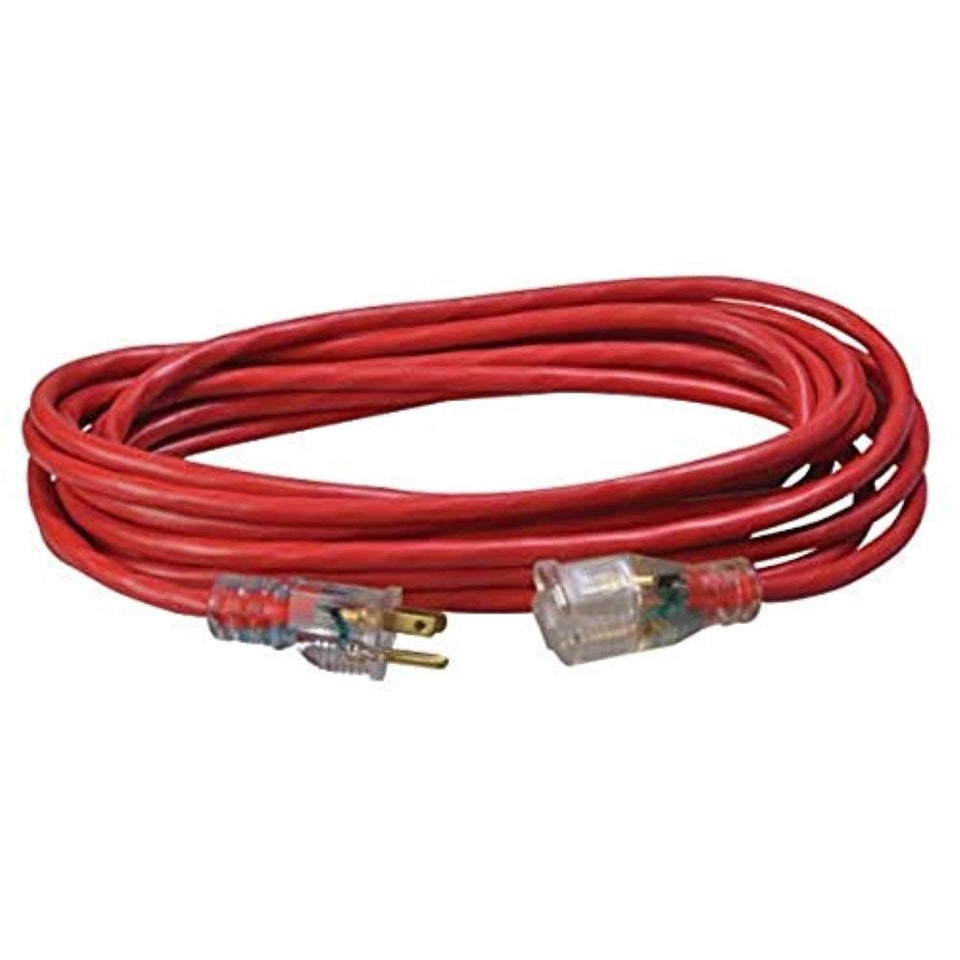 Southwire 25ft SJTW outdoor extension cord coiled for versatile jobsite use