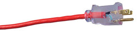 Southwire 25ft SJTW red extension cord with lighted end for easy power status indication