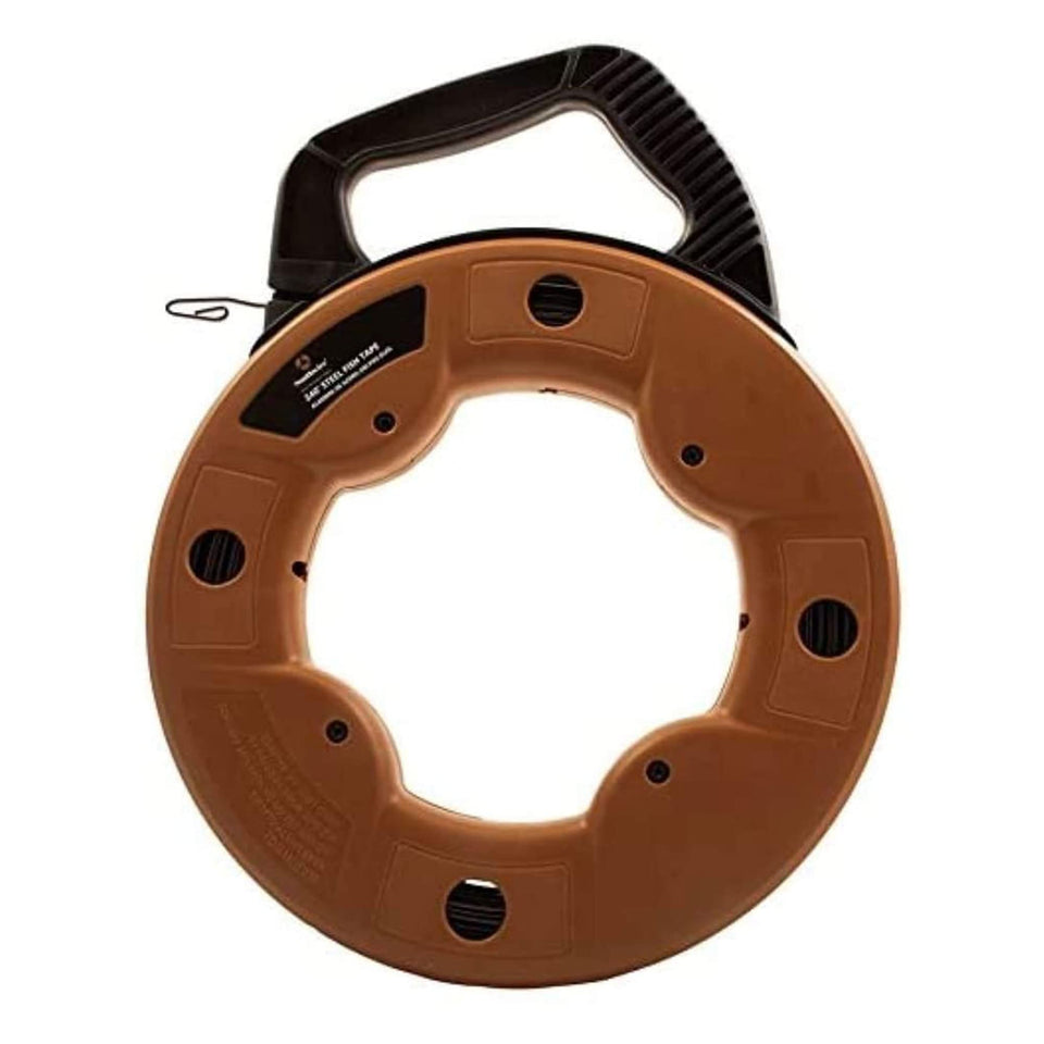 Southwire 58279840 steel fish tape ready for long pulls through conduits.