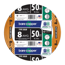 Southwire 8-Gauge bare copper grounding wire coil for reliable grounding.
