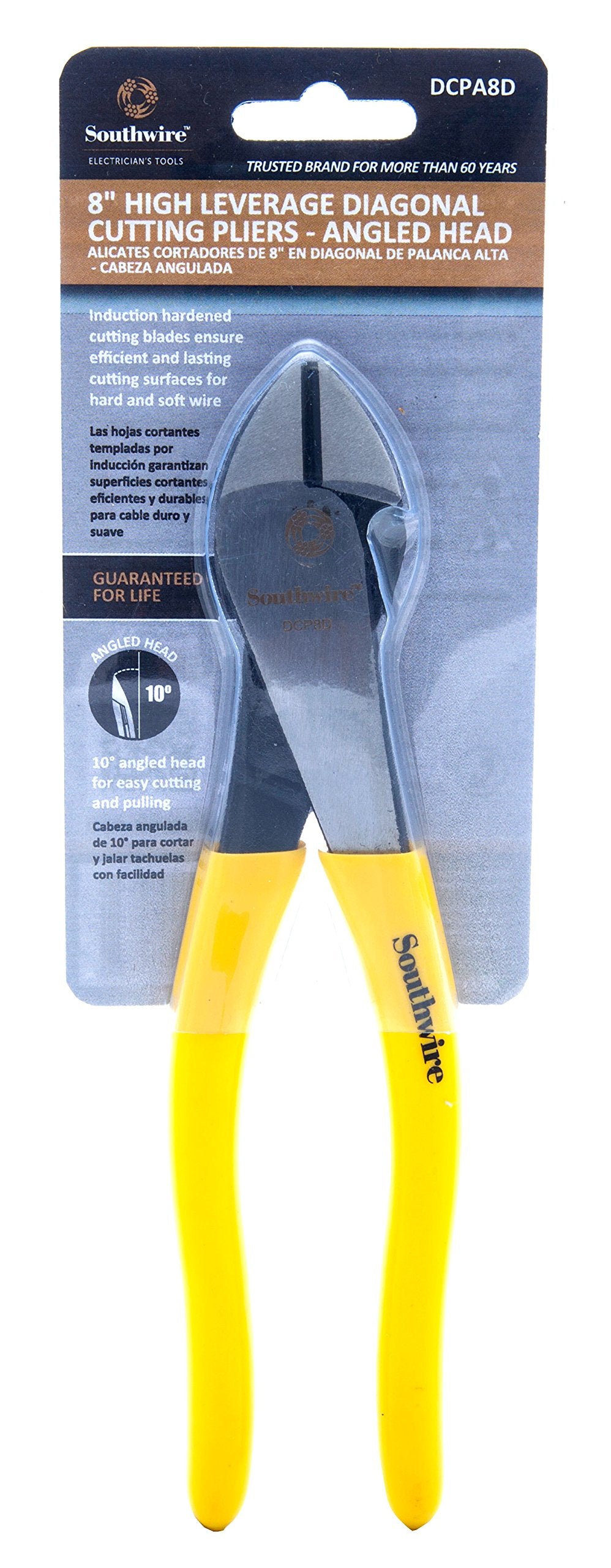 Southwire diagonal cutting pliers with ergonomic dipped grip for comfortable all-day use.
