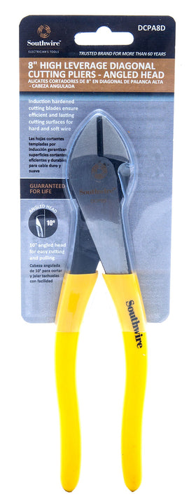 Southwire diagonal cutting pliers with ergonomic dipped grip for comfortable all-day use.