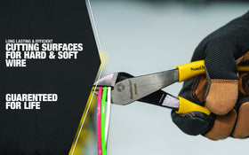 Southwire high-leverage pliers enable powerful cuts with less effort.