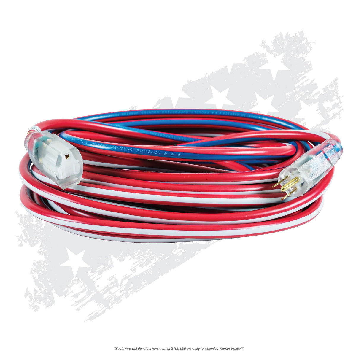 Southwire extension cord with lighted end shows power status on site