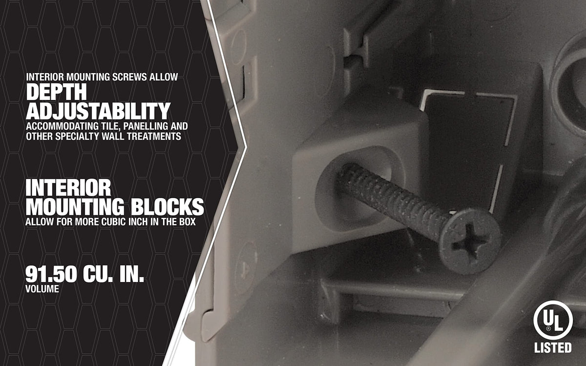 Half-inch knockouts accommodate blue tube or PVC conduit for tidy runs