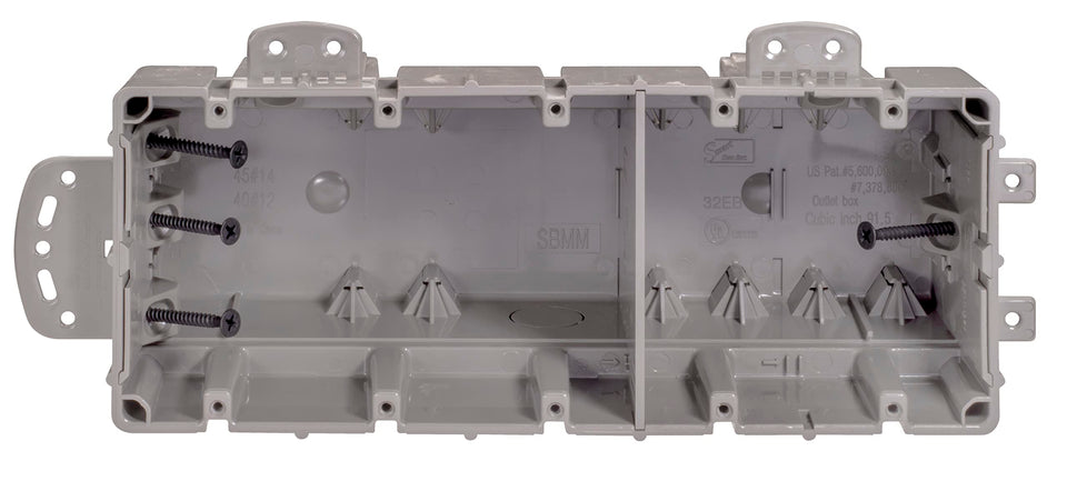 Southwire MSBMMT5G 5-gang box exterior shows durable gray housing for reliable wall installations.