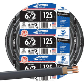 Southwire NM-B cable on a spool, suitable for dry indoor installations up to 600V