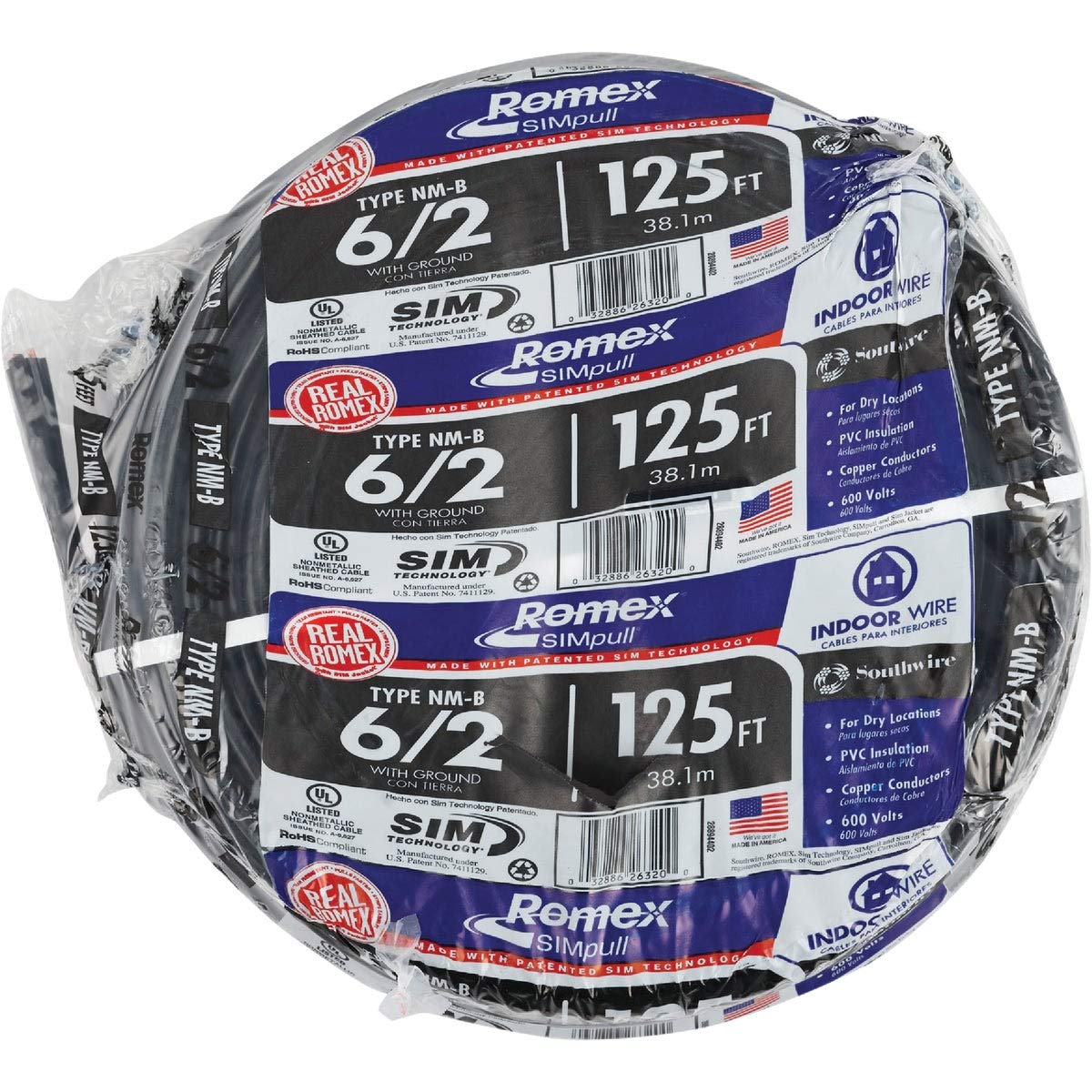 Southwire NM-B cable termination end, ideal for protected indoor wiring projects