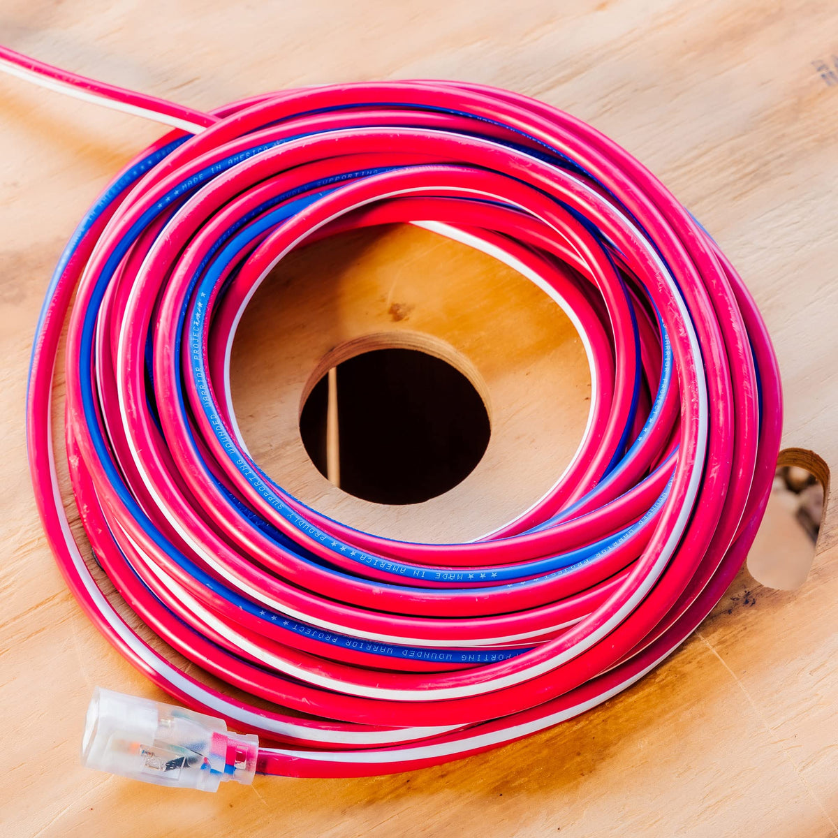 Southwire patriotic red white blue cord for contractor projects