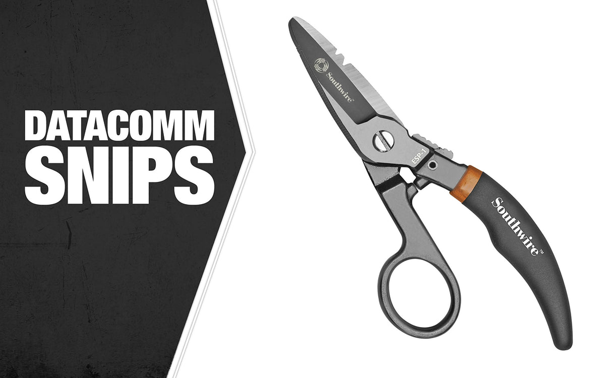 Southwire Pro Datacomm Snips with double-dipped grip for comfort and control.