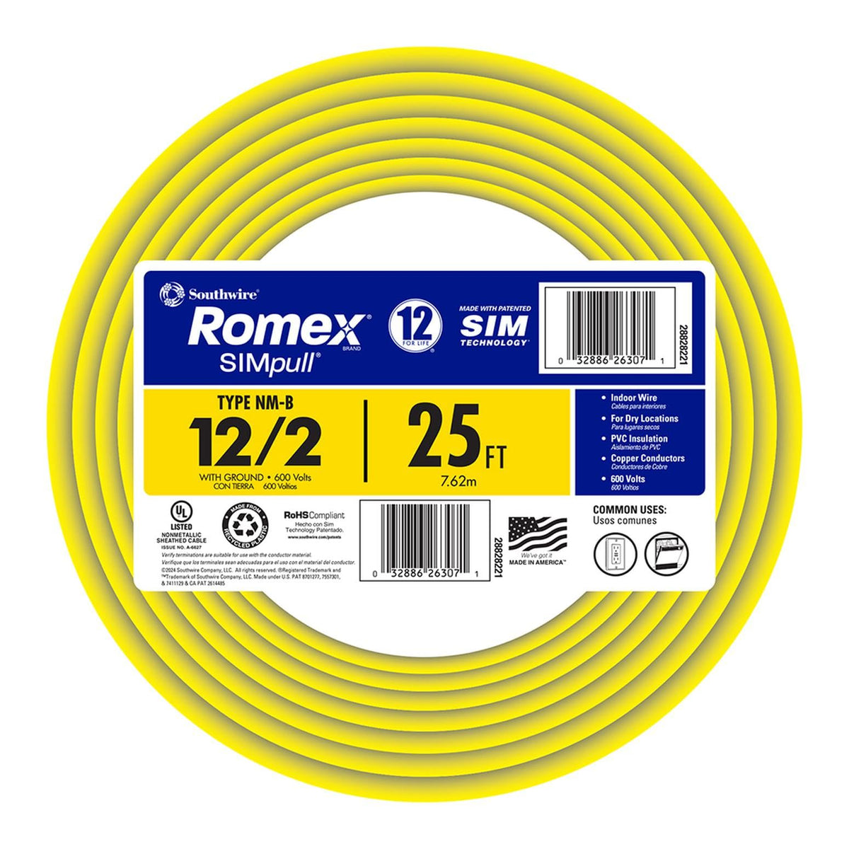 Southwire Romex SIMpull jacket eases pulling and stripping operations.
