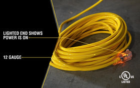 Southwire Yellow Jacket 12-gauge cord suitable for heavy tools and equipment.