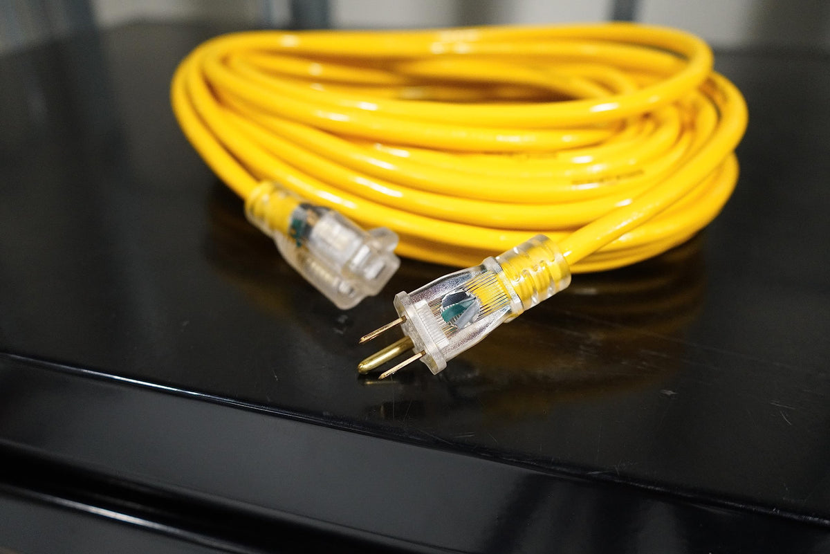 Southwire Yellow Jacket outdoor use extension cord built for weather and sun exposure.