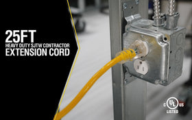 Southwire Yellow Jacket weatherproof jacket on outdoor cord for rugged outdoor use.