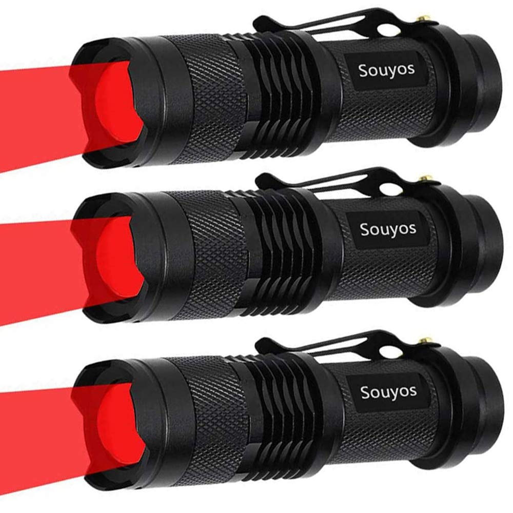 Souyos 3-pack zoomable red hunting light with long-range spotlight for night hunts