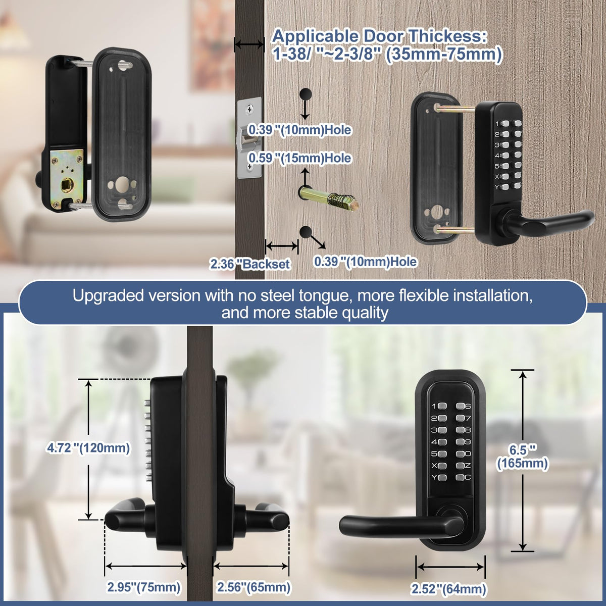 Souyou mechanical lock with automatic locking provides secure hands-off operation.