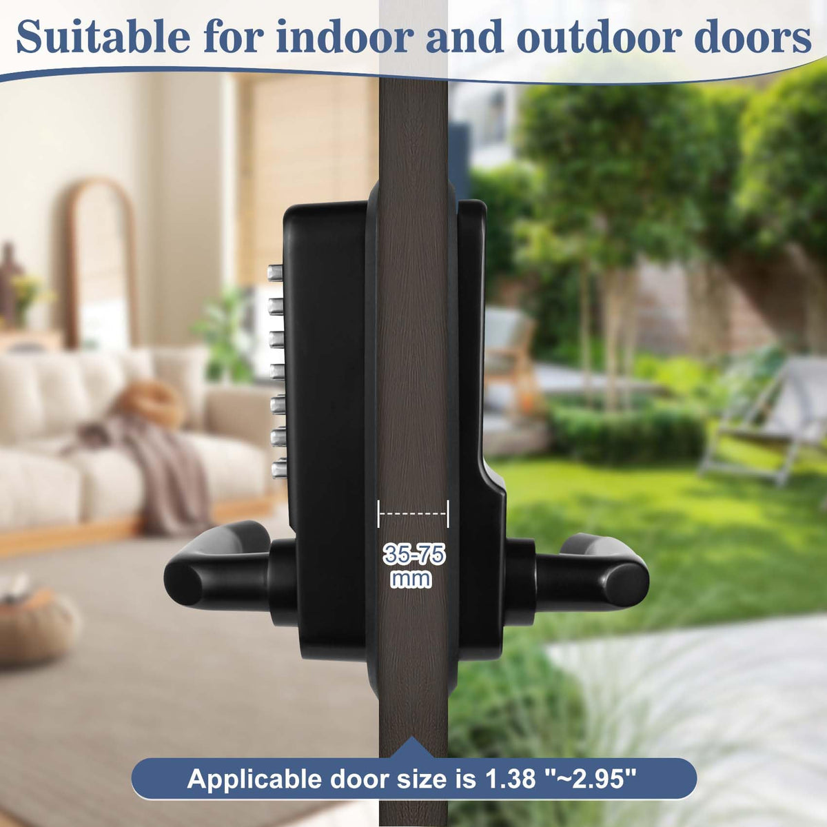 Souyou outdoor gate lock installation image demonstrates quick, drill-free setup.