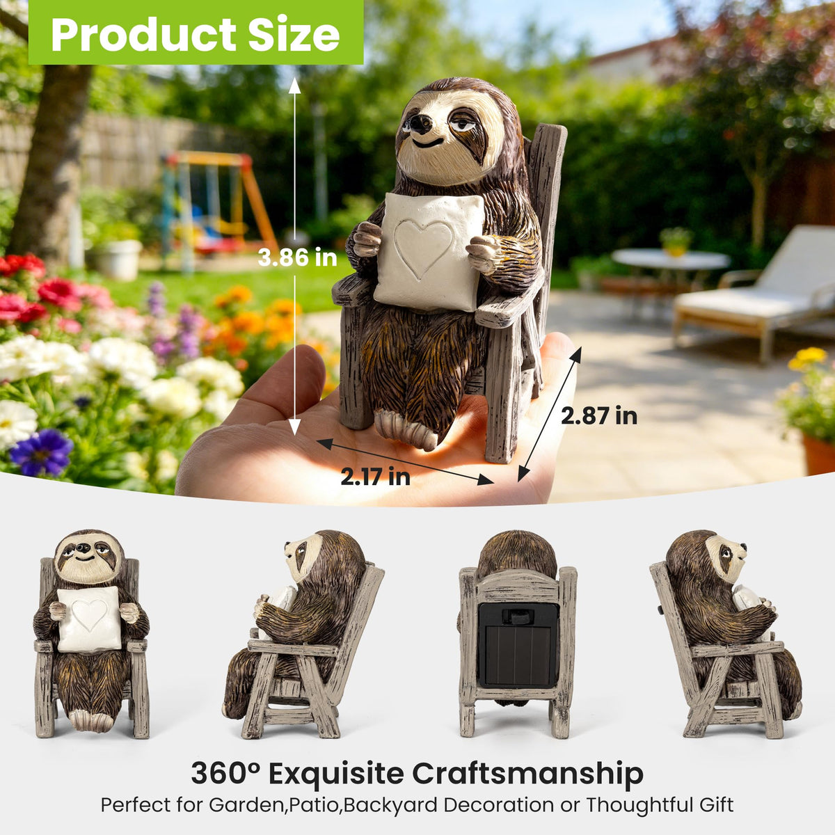 SOWSUN outdoor decor sloth figurine for lawns and balconies.